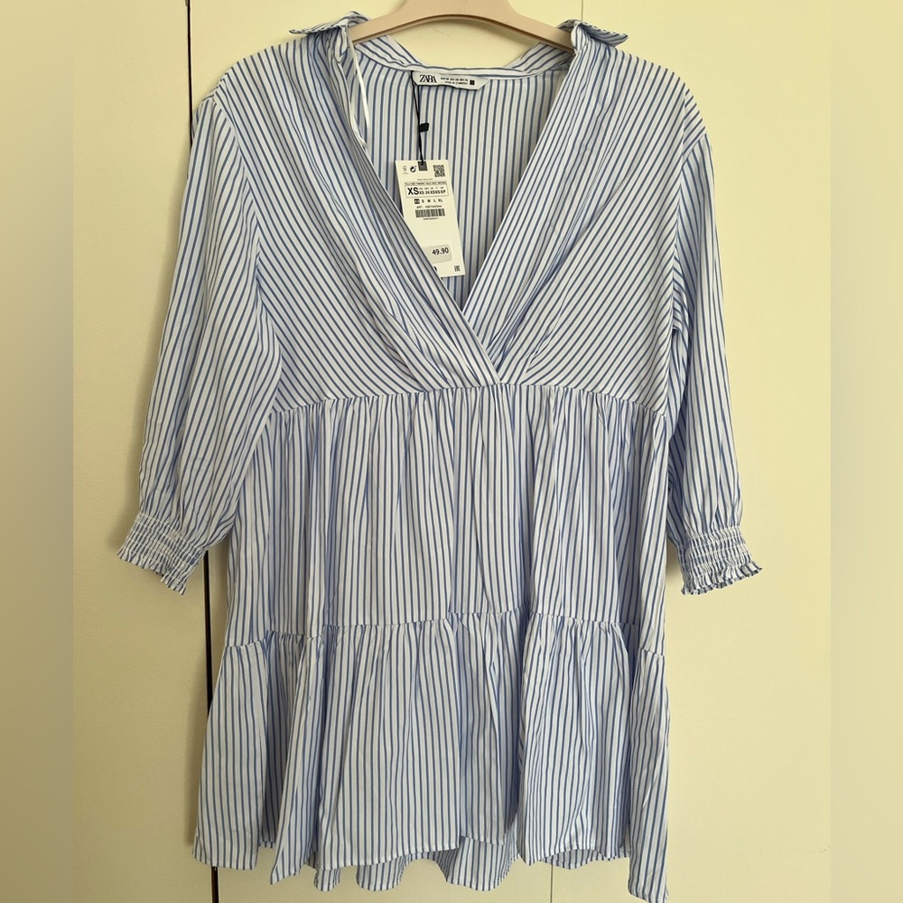 NWT Zara v neck stripe mini dress